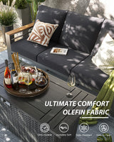 Aoxun Aluminum Outdoor Patio Furniture Set, 8-piece Outdoor Sectional with 44'' Propane Gas Firepit Table, Patio Conversation Sets with Upgraded Armrests and Cushions for Backyard, Garden and Poolside Aoxun