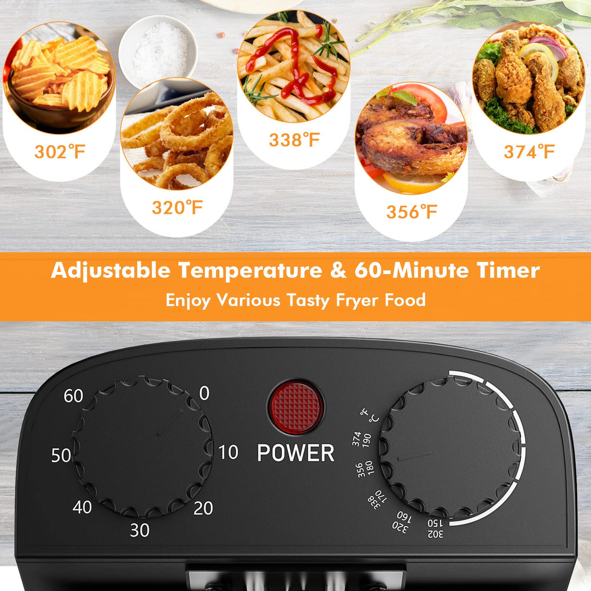 COSTWAY Deep Fryer with Basket, 3.2Qt Stainless Steel Electric Oil Fryer w/Adjustable Temperature, Timer, Lid with View Window, Professional Style, Deep Fryer Pot for Home Use, French Fries, Chicken COSTWAY