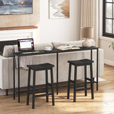 HOOBRO Bar Stool,Set of 2 Bar Stools, Bamboo Bar Chairs, 26 Inches Kitchen Counter Stools with Footrest, Saddle Stools, for Living Room, Dining Room, Party Room, Industrial Style, Black BB03MD01G2 HOOBRO