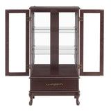 Eyisean Glass Display Cabinet, 52" H Curio Cabinet with Adjustable Shelves and Mirrored Back Panel, China Cabinet with Light Bulb inclued, Rack for Living Room Storage (Dark Cherry) Eyisean