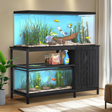 Tatub 55-90 Gallon Fish Tank Stand Large Aquarium Stand with Accessories Storage, Heavy Duty Metal Fish Tank Cabinet Suitable for Turtle Tank, Reptile Terrarium Stand, 1000LBS Capacity, Black Tatub