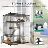 YITAHOME 4-Tier Indoor Cat Enclosure with Hammock - Large Metal Wire Playpen Kennel for 1-3 Cats YITAHOME