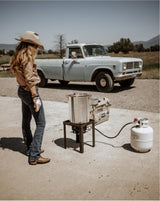 GasOne 30QT Turkey Fryer and 10QT Fish Fryer Set, Seafood Boil Steamer, Crawfish Boiler, Outdoor Cooker for Crab, Shrimp, Lobster, Complete Black Fryer Kit for Holiday and Seasonal Cooking Gas One