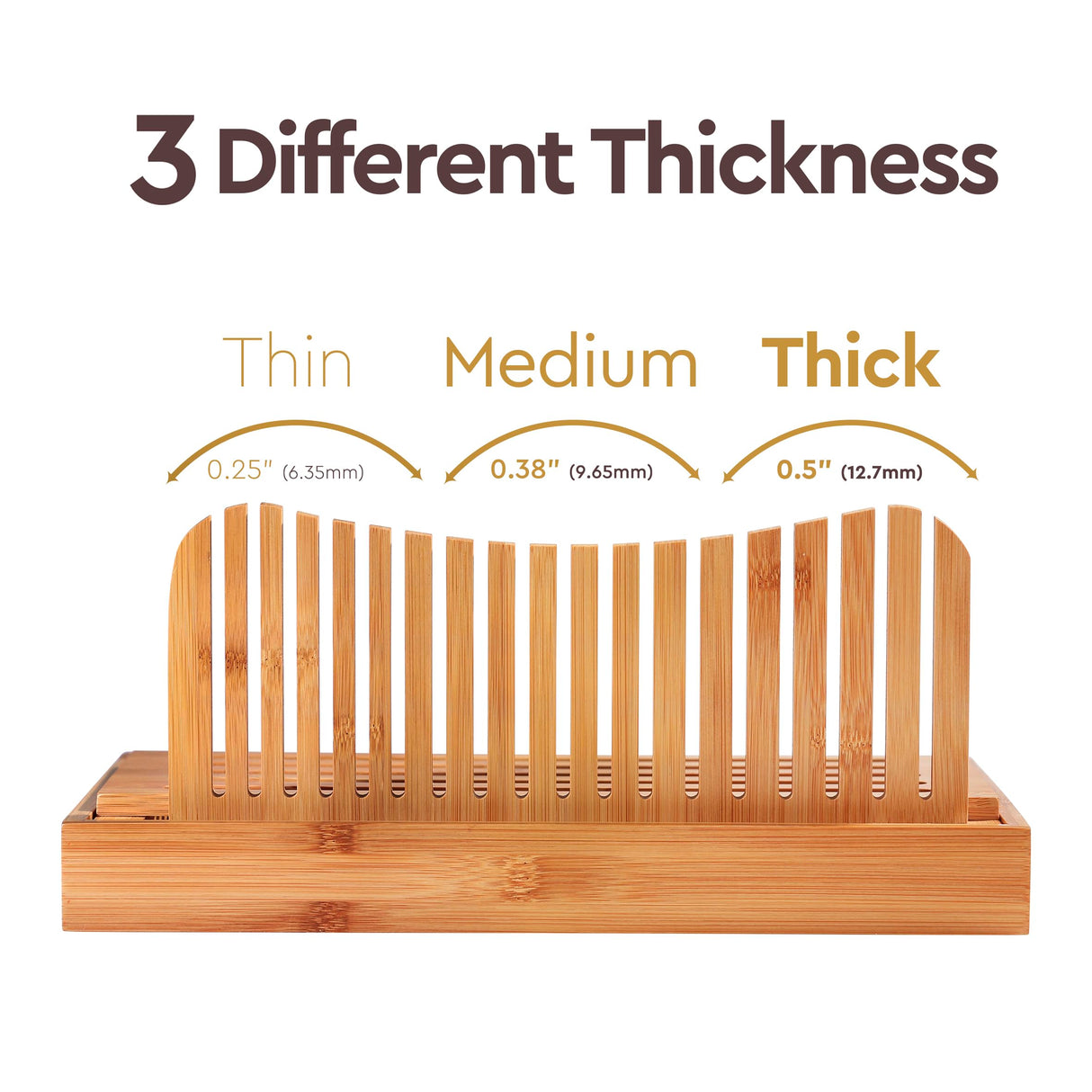 Bambüsi Bread Slicer for Homemade Bread - Bamboo Bread Cutter with Knife, Foldable Slicing Guide, Crumb Tray - Compact Bread Loaf Slicer for Cakes, Bagels, Loaves - Kitchen Gadget & Gifts Bambüsi