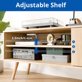 Cozy Castle TV Stand for 50 Inch TV, Mid Century Modern Entertainment Center with Storage Cabinet, TV Media Console with Charging Station for Living Room, Bedroom, Oak Cozy Castle