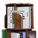 360-Degree Rotating Wooden Bookshelf Tower with Wheels and Storage Drawers DGYLHBJ