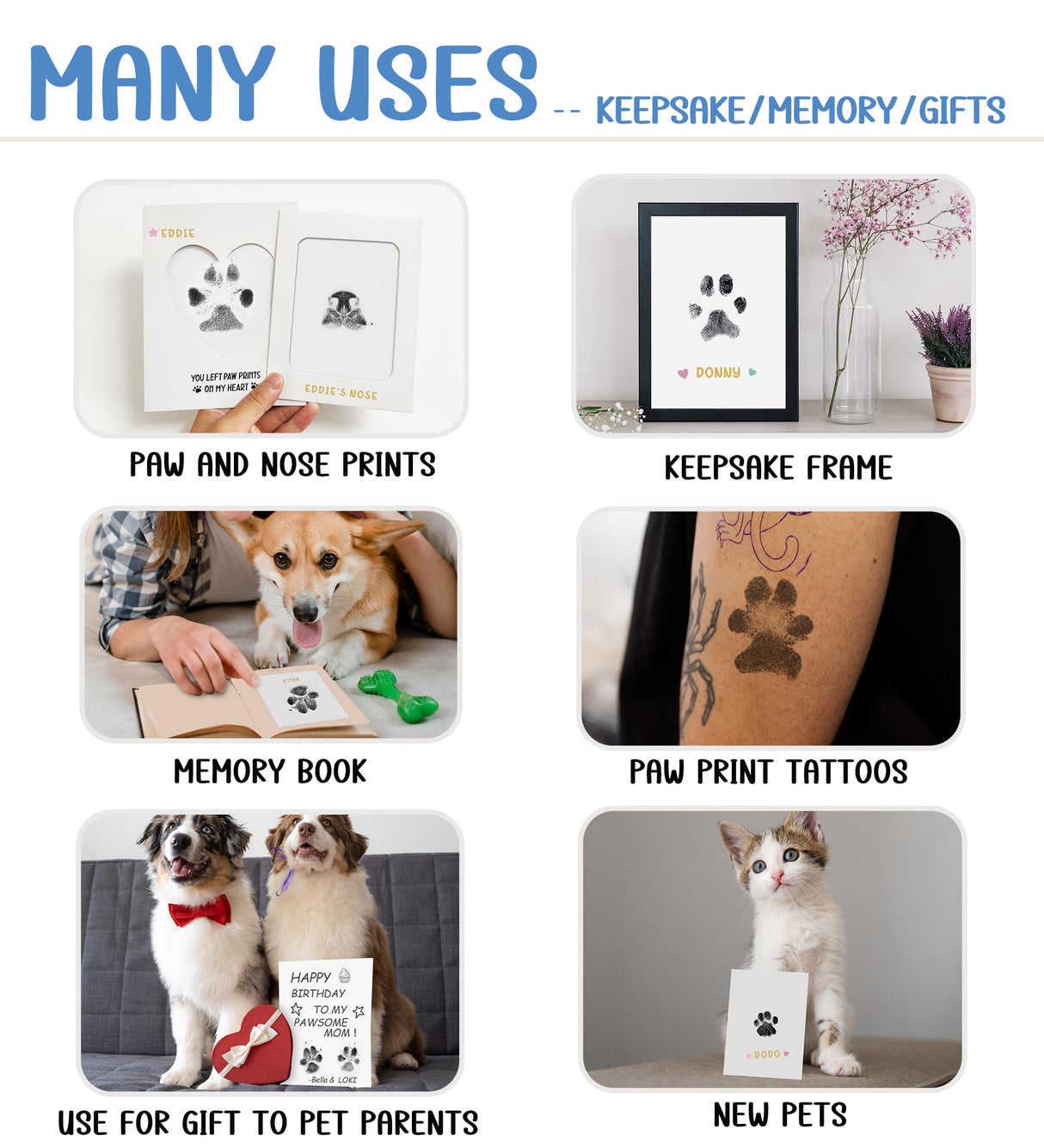 MYPAWLETS Paw Print Kit,Clean Touch/Inkless Ink Pad for Dog/Cat Pawprints,Paw Print Stamp Pad for Dogs,Dog Paw/Nose Print Kit Keepsake,Pet Paw Print Impression Kit with Frame,Gifts for Pet Parents-4M MYPAWLETS