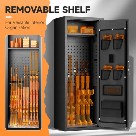 INTERGREAT 10-12 Gun Safe for Home Rifle and Pistols, Gun Safe for Pistol and Shotguns with Digital Kaypad, Long Gun Cabinet with Multifunction Lock, 3 Adjustable Shelves,Pockets INTERGREAT