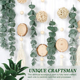 Sggvecsy 21’’ Eucalyptus Wall Hanging Decor Artificial Eucalyptus Plant Fake Greenery Leaves Boho Wall Decor with Wooden Stick for Bathroom Bedroom Kitchen Rustic Farmhouse Home Living Room Decoration Sggvecsy