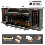 Unineo 75 Inch Electric Fireplace TV Stand, 3- Side Glass LED Modern Media Entertainment Center Console Table for TVs up to 80/85 Inch w/Adjustable Flame, 40’’ Fireplace, Highboy, Gray Wash Unineo