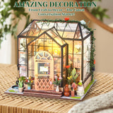 OZJAY DIY Miniature House Kit, Mini House Building Kit with LED, DIY Wooden Dollhouse Miniature Kit for Adults Teen, Wooden Crafts Lovely Dollhouse Kit, Jenny Greenhouse OZJAY