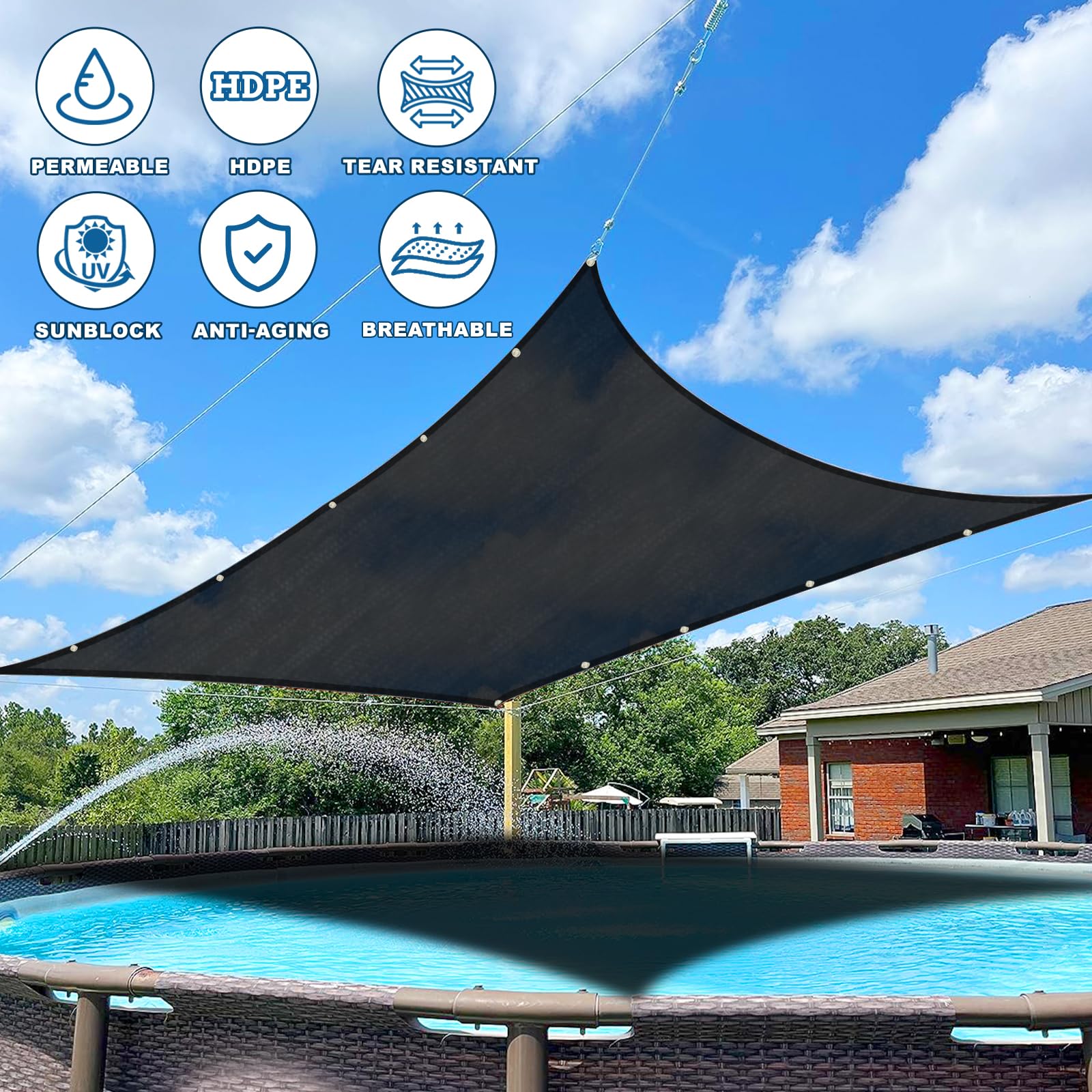 SUNNY GUARD 70% Shade Cloth, 20x20ft Mesh Tarp with Grommets, Shade Tarp for Garden, Plant, Canopy, Patio, Greenhouse, Pergola,Black - WoodArtSupply