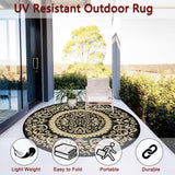 Homcomoda Round Outdoor Rugs for Patio 6ft Waterproof Clearance Reversible Patio Rugs Lightweight Outdoor Rugs Plastic Straw Rugs Portable RV Camping Rug Mat for Outdoor Porch Beach BBQ Beach Backyard Homcomoda