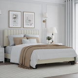 ZZBINUS Full Size Bed Frame with Adjustable Tufted Headboard – Velvet Upholstered Platform Bed, Sturdy Frame & Slats, No Box Spring Needed, Noise-Free, Easy Assembly (Beige, Full) ZZBINUS