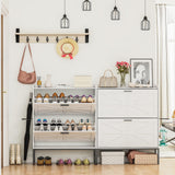 RKVPCNE Shoe Storage Cabinet Wood Shoe Organizer with 2 Flip Drawers and 1 Boot Rack Hidden Shoe Organizer Cabinet Flip Down Shoe Rack for Entryway Foyer Hallway(White) RKVPCNE
