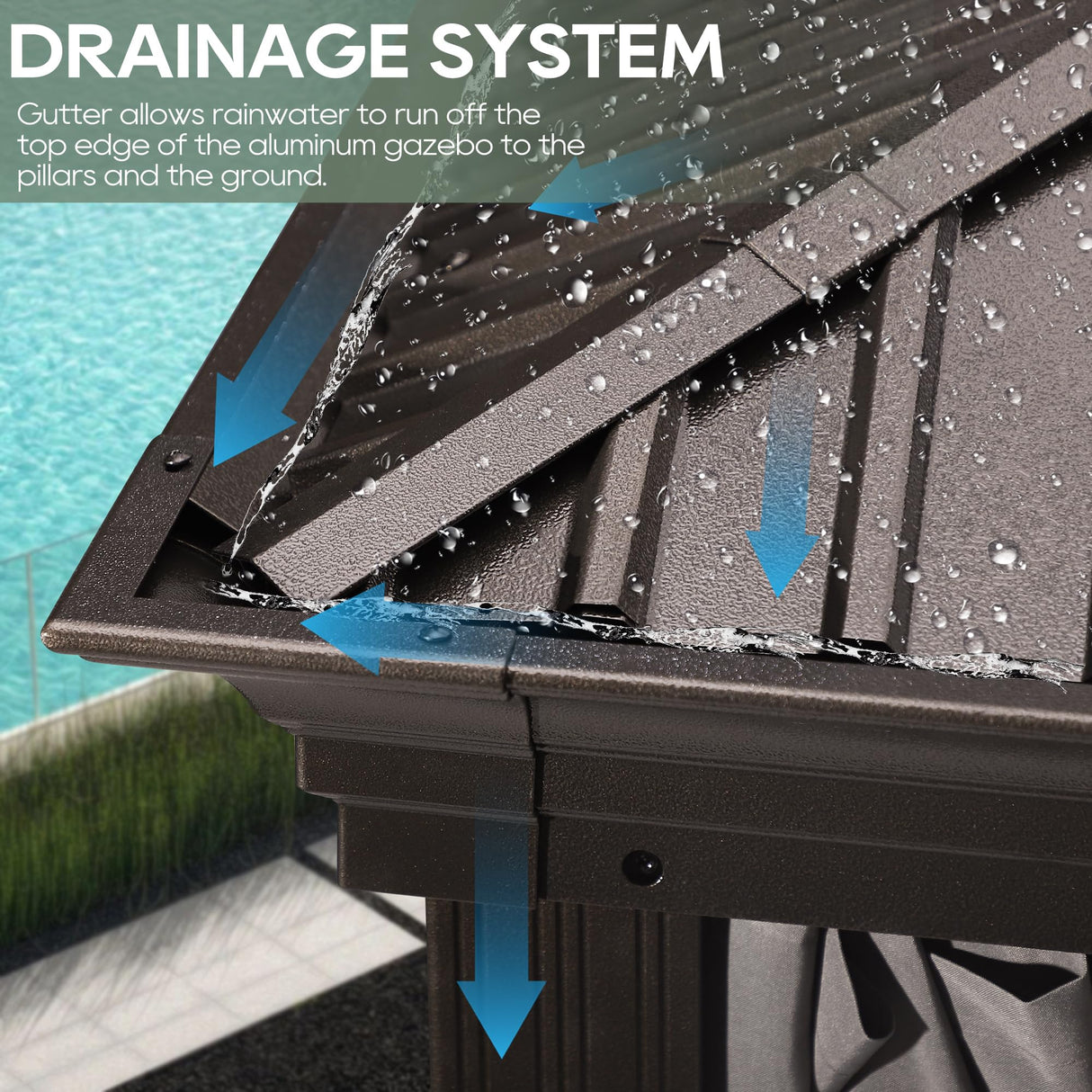 Sumshadow 12'x16' Hardtop Metal Gazebo, Outdoor Galvanized Steel Double Roof Canopy, Aluminum Patio Gazebo with Netting and Curtains for Patio, Lawns, Deck, Backyard,Grey Sumshadow