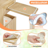 Yaheetech Wooden Cat Tree, 53in Modern Cat Tower for Indoor Cats with Scratching Posts Washable Detachable Cushion, Clear Bowl & Teasing Balls, Multi-Level Heavy Duty Cat Condo Furniture for Large Cat Yaheetech