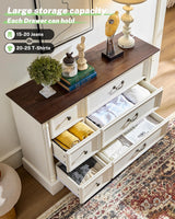 6 Drawers Dresser, Farmhouse Chest of Drawers with Charging Station, Distressed Finish Design, Modern Storage Dressers Organizer TV Stand for Bedroom, Living Room, Hallway, Antique White LegacyAmerhome