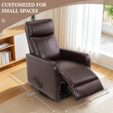 Neioml Swivel Rocking Recliner Chair for Small Space, Manual Swivel Glider Recliner for Nursery,RV,Rocking Recliner with Footrest and Side Pocket,Breathable Leather,Dark Brown Neioml