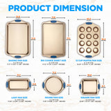 NutriChef 6-Piece Nonstick Bakeware Set - Premium Carbon Steel Baking Trays w/Heat-Safe Silicone Handles - Includes Loaf Pan, Muffin/Cupcake Pan, Round & Square Roaster Pans, Cookie Sheet - NCSBSG36 NutriChef