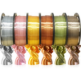MIKA3D 6 Spools 1.75mm Silk PLA 3D Printer Filament Bundle, 6 Metallic Shiny Colors: Gold/Silver/Copper/Bronze/Coffee Gold/Rose Gold, Each Spool 250g X 6 Spools, Total 1.5Kg 3D Printer Material MIKA3D
