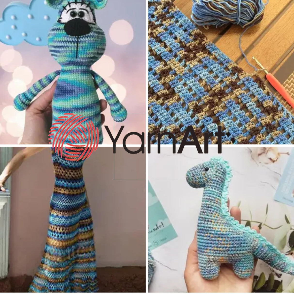 YARNART Jeans Crazy - Knitting & Blanket Yarn, Acrylic & Cotton Blend, Summer Multicolor, 1.76 Oz, 174.98 Yds (8215) YarnArt