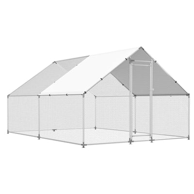 HEYTOWN Large Metal Chicken Coop Chicken Pen with Water-Resident and Anti-UV Cover Walk-in Poultry Cage Chicken Runs for Yard with Cover Duck Rabbit Dog House Outdoor