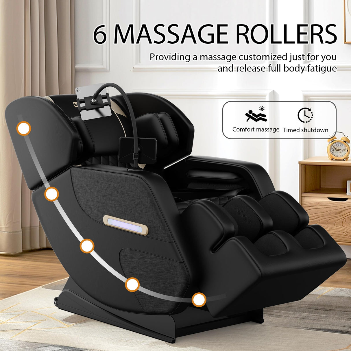 AYJOIR 2025 Massage Chair Full Body Massage Chair with Zero Gravity, Extended Footrest, SL Track, Yoga Stretch, Foot Rollers, and Heating Comfort (Black) AYJOIR
