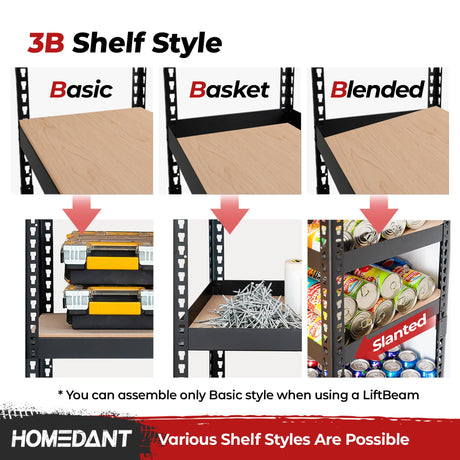 HOMEDANT 5 Tier Laminated Boltless Heavy Duty Garage Storage Adjustable Wide Size Metal Shelving Unit Utility Rack Shelves Organization Multipurpose Shelf Shed Warehouse 47.7"W x 24.1"D x 71.3"H 2Pack HOMEDANT