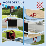 Outsunny Kids Wooden Sandbox, Pirate Ship Sand Pit with Flag, Blackboard, Rudder, Anchor Sign, Storage Deck for Backyard Garden, Gift for Age 3-7 Years, 68" x 44" x 39", Blue Outsunny
