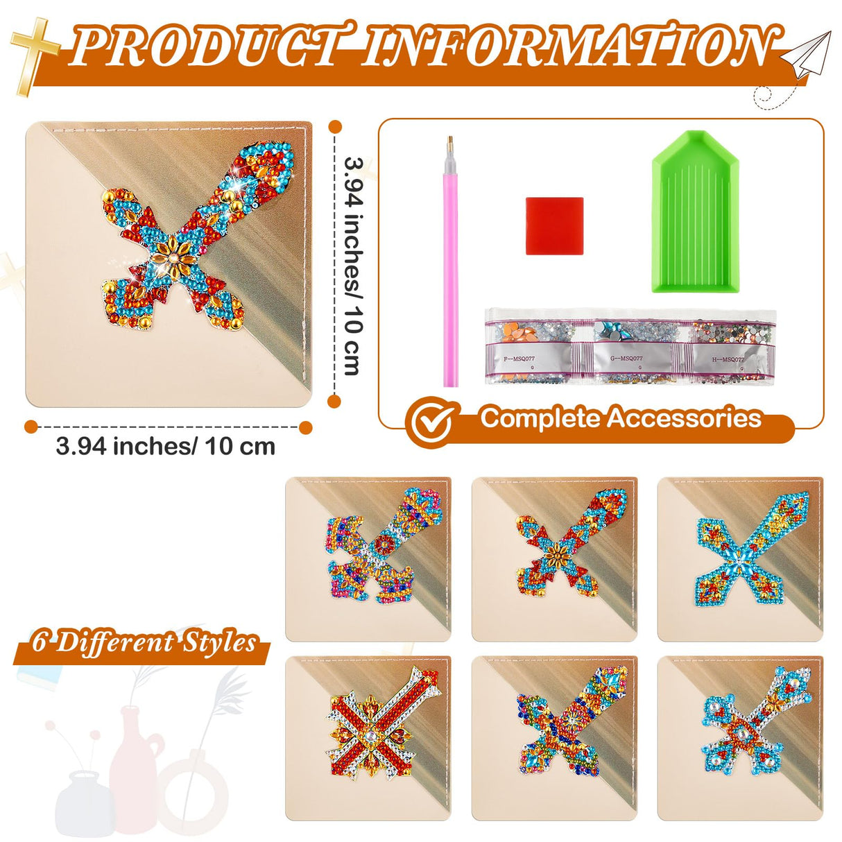 6 Pcs Cross Diamond Art Bookmarks Diamond Painting Bookmark Kits Cross Crystal Bookmarks 5d Rhinestone Crystal Painting Book Markers Gifts for Women Craft Read Office Home DIY Book Lovers Qilery