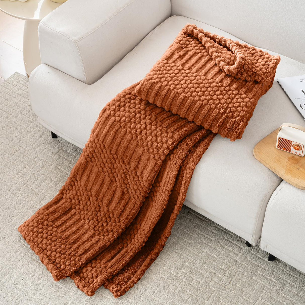 50x70 Inch Rust Throw Blanket - Soft & Fluffy Fleece, Cute & Aesthetic, Perfect for Sofa, Couch, Chair, Bed, Living Room & Bedroom, All-Season Use, Plush & Cozy Decorative Blanket Lussena