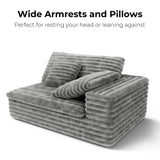 LIKIMIO Boneless Sectional Cloud Couch for Living Room, 112" Oversized Loveseat Modern Sofa with Comfy Cushions, 34" Extra Deep Seat, No Assembly Required, Plush Corduroy Upholstery, Grey LIKIMIO