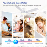 BYKISTOK Flush Mount RGB Ceiling Fan with RGB Light - 52In White Ceiling Fan Light with Reversible Mute Motor, 3CCT LED Dimmable, Low Profile Modern Ceiling Fans for Indoor, Party, Living Room BYKISTOK