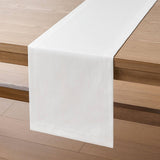 ZeeMart Linen Textured Border Table Runner, 14 x 72 Inch White, Farmhouse Style White Table Runners 72 Inches Long, Easy Care Everyday Polyester Table Runner ZeeMart