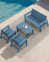 SERWALL Rectangle Outdoor Coffee Table, HDPE Patio Coffee Table, Navy SERWALL