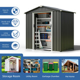 JYQAQA 6x4 FT Outdoor Garden Storage Shed,Waterproof Metal Garden Sheds with Lockable Double Door,Weather Resistant Steel Tool Storage House Shed forPatio,Lawn Gray JY QAQA PET