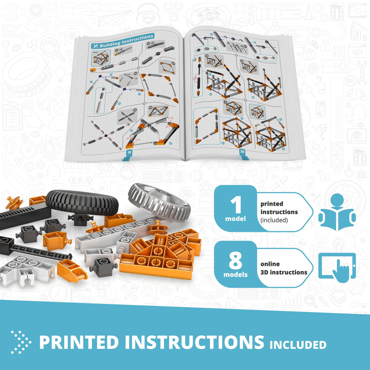 Engino- STEM Toys, Structures, Buildings & Bridges, Building Toys for Kids 9+, STEM Projects, Creative Engineering Kit, Gifts for Boys & Girls (9 Model Options) Engino