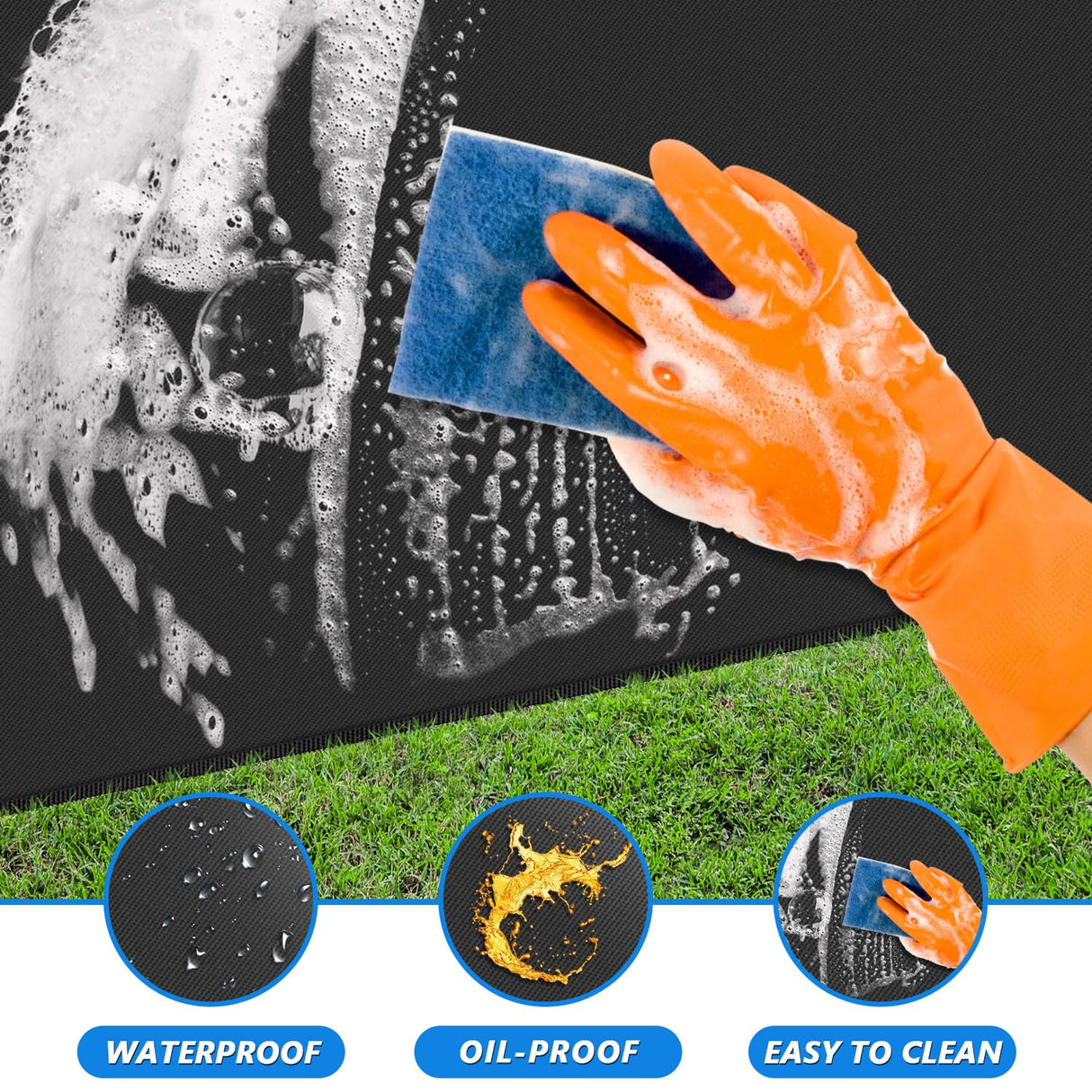 Large 65 x 39 Inch Under Grill Mats for Outdoor Grill, Heavy Duty Fireproof Deck Patio Protector Mat, BBQ Mat for Under BBQ, Oil-Proof Waterproof Grill Floor Pads for Charcoal, Smoker, Gas Grill Huchiz