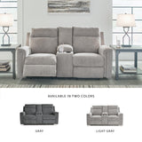 Signature Design by Ashley Barnsana Minimalist Power Reclining Loveseat with Console and USB Charging Ports, Light Gray Signature Design by Ashley