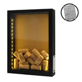 hvfun 8"X11" Rustic Black Wood Shadow Box with Lights,LED-lit Display case for Wine Corks, Tickets, and Creative Exhibits,Artistic Presentations hvfun