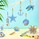 BBTO 15 Pcs Summer Ocean Diamond Painting Keychains Kits 5D DIY Summer Diamond Art Painting Keyrings Sea Animals Theme Key Chains for Beach Party Crafts Ornaments BBTO