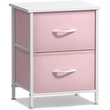 Sorbus Nightstand with 2 Drawers - Kids Bedside Furniture End Table Night Stand - Steel Frame, Wood Top & Easy Pull Fabric Bins - Dresser & Chest for Home, Bedroom Accessories, Office & College Dorm Sorbus