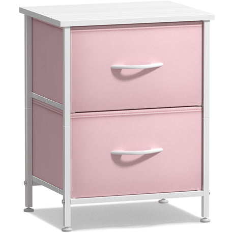 Sorbus Nightstand with 2 Drawers - Kids Bedside Furniture End Table Night Stand - Steel Frame, Wood Top & Easy Pull Fabric Bins - Dresser & Chest for Home, Bedroom Accessories, Office & College Dorm Sorbus