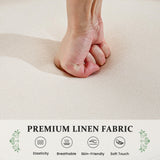 Furniliving Wooden Dining Chairs Set of 2, Mid-Century Modern Linen Upholstered Kitchen Chair with Solid Oak Wood, Farmhouse Dining Room Chairs, Beige Furniliving