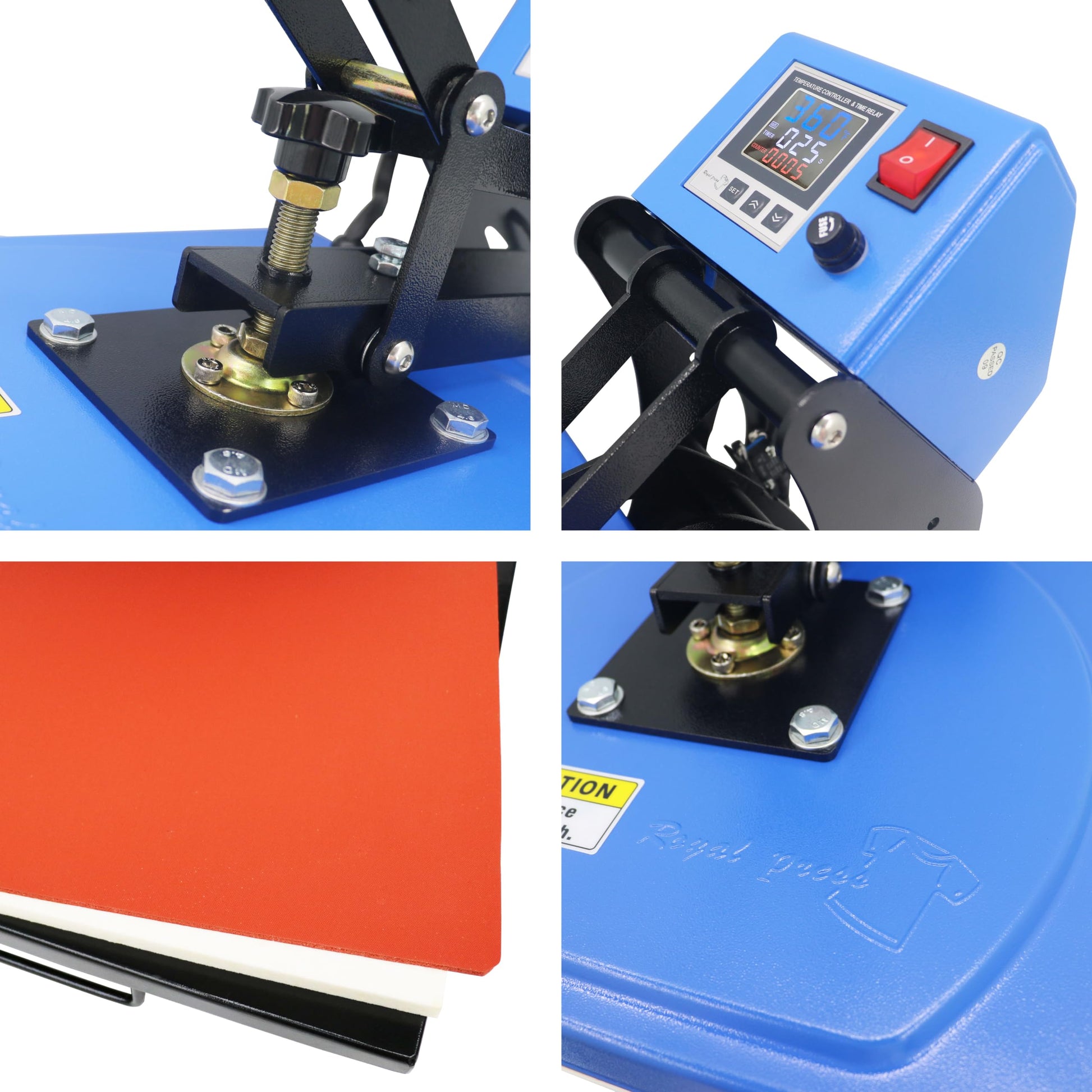 Industrial-Quality 15" x 15" Color LED Digital Sublimation Transfer Machine T-Shirt Heat Press Machine, 15" x 15", Blue - WoodArtSupply