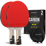 PRO SPIN Ping Pong Paddles - Professional Level Table Tennis Rackets with Carbon Fiber for Superior Control | 7-Ply Blade, Premium Rubber, 2.0mm Sponge | Includes Protector Case (Red (2-Pack)) PRO SPIN