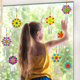 Winlyn 24 Sets Lotus Flower Suncatcher Wind Chimes Decorations DIY Window Paint Art Stickers Craft Kits Flower Sun Catchers for Kids Classroom Birthday Spring Summer Party Activities Art Project Winlyn