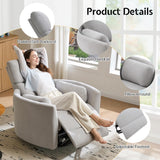 Jocisland Power Recliner Nursery Chair for Adults, Electric Swivel Rocking Glider with USB & Type-C, Soft Fabric Armchair with 2 Pillows, Cozy Reclining Sofa for Living Room, Bedroom, Light Grey Jocisland