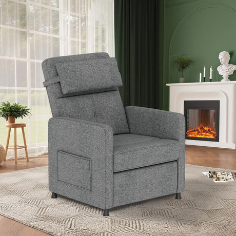 GarveeHome Recliner Chair Living Room Chair Adjustable Power Recliner with Massage & Heat Side Pockets & USB Port(Gray) GarveeHome